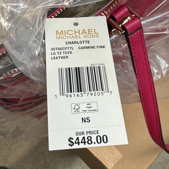 Michael Kors Charlotte Top Zip Tote – Carmine Pink - Picture 6 of 6